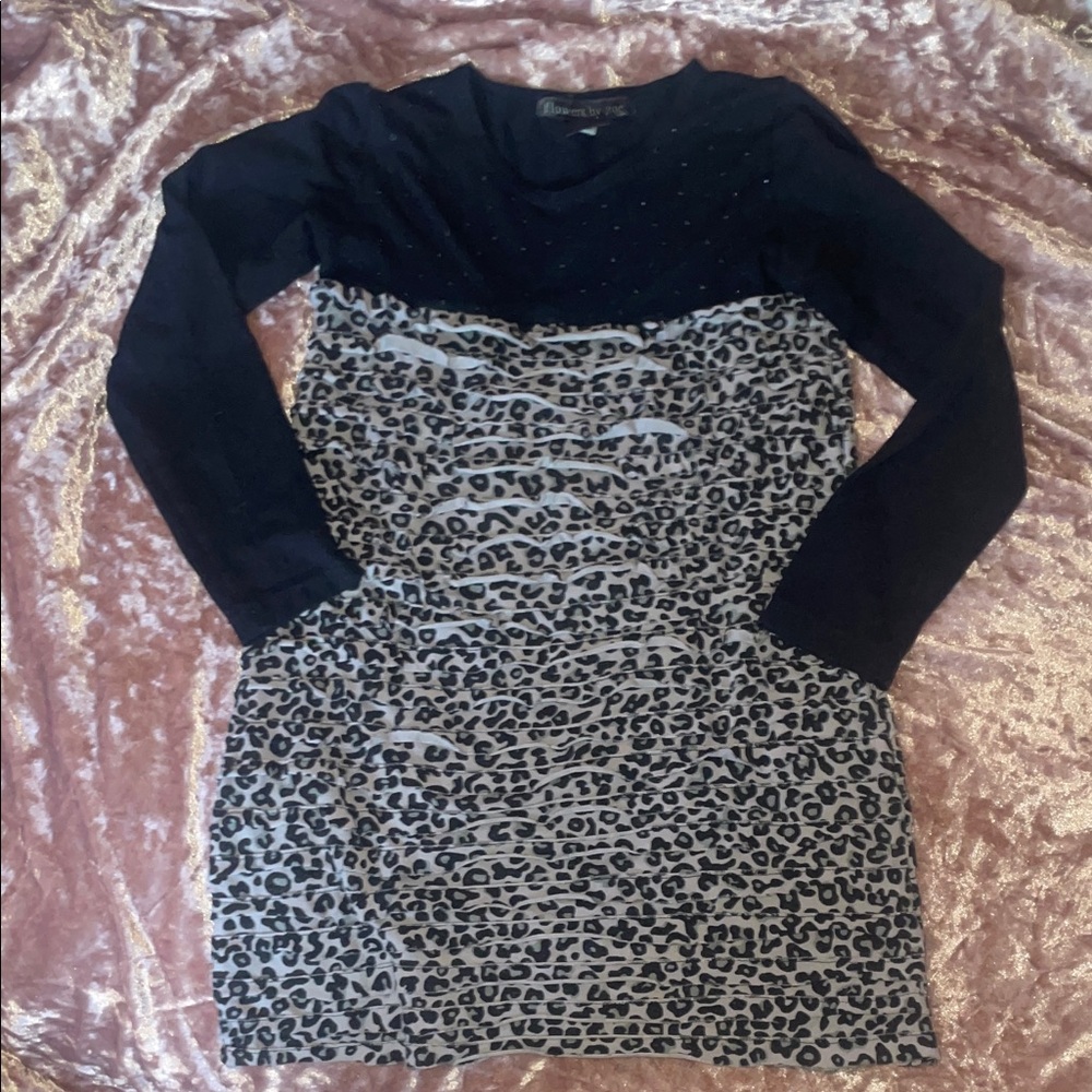 Flowers by Zoe Black Dress with Leopard Accents- Early design